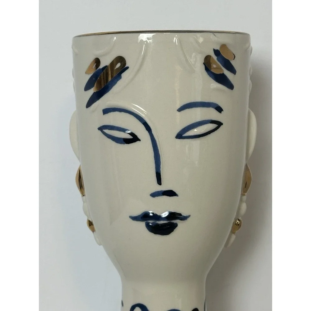 Anthropologie ATHENA Face Vase Planter Ceramic 10